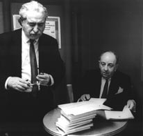 Dr. Leslie with George Salter after a Gallery 303 lecture. Early 1960's.